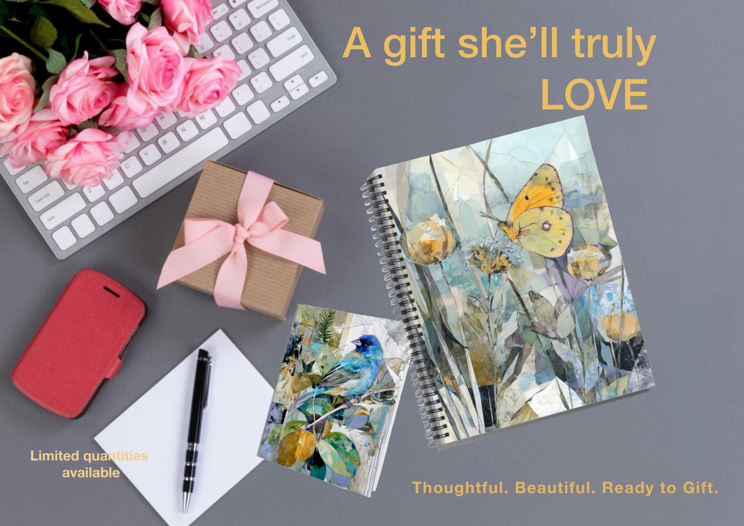 Stationary featuring the Artwork of Tracey Lee Green, an Indigo Bunting and Sulpher Wing Butterfly